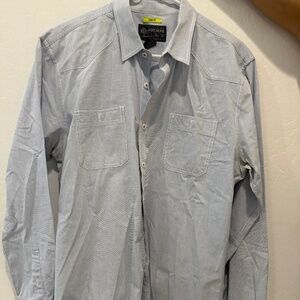 Blue and White American Rag Striped Button Up Top
